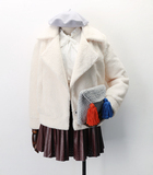 2015秋冬装新款韩版修身女装羊羔毛夹克短款粒粒绒毛呢外套