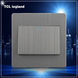 TCL legland 墙壁开关插座面板正品不锈钢拉丝银 一开多控子开关