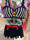 夏季新品IMIS爱美丽泳衣海军风1/2杯带托比基尼+沙滩罩衫IM67MK1