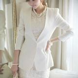 Only Angel韩版修身职业装外套春装新款简约休闲白色小西装女外套