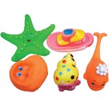 宝宝戏水洗澡必备玩具 捏叫仿真海洋动物 海星 海螺 5件套