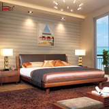惠宜后现代简约双人床 水曲柳婚床1.5米1.8米床特价主次卧室家具
