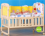 婴儿床实木环保无漆宝宝床围栏可拼接滚轮新生儿多功能儿童床