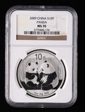 评级币 2009年熊猫币 1盎司普制纪念银币 NGC MS70级 现货保真