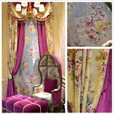 萝拉-紫红 现代法式田园乡村高档提花印花客厅卧室婚房半遮光窗帘