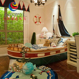 七彩创意极美家具海盗船儿童床男孩地中海儿童实木家具创意游艇床