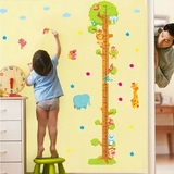 墙贴纸可移除 卡通儿童房间量身高尺墙面装饰贴画 小动物身高贴树