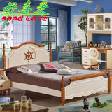 地中海床儿童床男孩实木床橡木床单人床1.2/1.5米板式高箱床特价