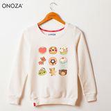 ONOZA2015春季韩版套头无帽圆领卫衣女  甜点派对可爱卡通印花