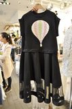 韩国东大门代购新款雪纺连衣裙女短袖假两件网纱裙子时尚甜美