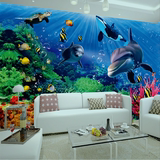 3d电视背景 三维立体壁纸客厅动物装饰画 儿童房海豚墙布