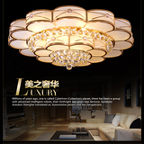 新款简约现代LED客厅吸顶灯奢华金色聚宝盆水晶灯卧室灯馨房灯饰