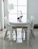 餐桌圆餐桌大理石餐桌伸缩折叠多功能钢化玻璃餐桌椅组合时尚餐台