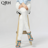 QRH2016春装新款白色牛仔裤女 拼接蕾丝花边弹力显瘦小脚裤子Q182
