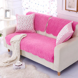 四季款全棉沙发垫布艺紫色毛绒防滑田园韩式组合坐垫双面沙发垫子