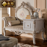 永旭法式单人沙发电话椅子实木转角白色古典布艺新古典贵妃榻家具