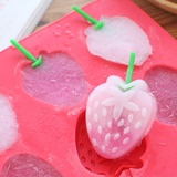 包邮 DIY夏日制冰器草莓造型冰格 软硅胶雪糕模具冰棍盒冰棒模具
