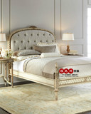 法式新古典实木雕花床 北欧后现代高端家具 美式复古软包床