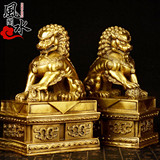 风水阁开光纯铜狮子摆件一对北京狮铜狮子摆件狮助运家居风水摆件