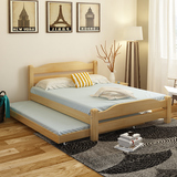 全实木双人床1.8米成人床现代简约家具1.5单人床1.2松木儿童大床