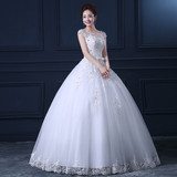 春季婚纱2016新款韩式白色蕾丝新娘结婚礼服一字肩齐地修身显瘦女