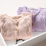 2016年春季新款外贸童装女童麻花镂空毛衣儿童针织外套