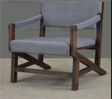 美式复古实木休闲单人沙发椅皮革布艺卡座躺椅懒人沙发咖啡厅桌椅
