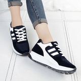 新款厚底休闲的女鞋单鞋夏秋天平底黑色运动学生内增高潮流韩国版