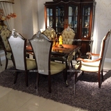 美式餐桌椅组合 新古典实木桌子豪华高档别墅家具欧式真皮椅子6人