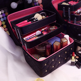 韩国化妆包大码时尚可爱简约防水皮质护肤品手提化妆箱