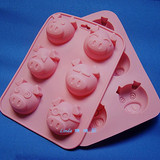 特惠DIY硅胶烘焙模具6连卡通小猪蛋糕模冰淇淋巧克力手工皂模批发