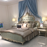 欧式实木布艺双人床1.8米婚床公主床别墅样板房简欧新古典奢华床