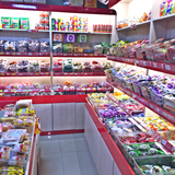 供应味优特休闲食品连锁加盟店食品柜台堆头超市展示柜零食铁货架