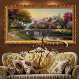 田园托马斯花园油画欧式客厅风景横幅手绘 高清喷绘仿真包邮定制