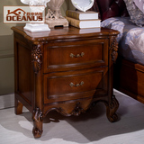 欧申纳斯 美式雕花实木床头柜 双抽屉收纳置物柜 奢华卧室床边柜
