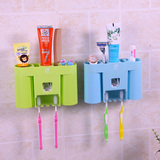 合乐美壁挂式牙刷架洗漱套装自动挤牙膏器置物架创意磁悬挂漱口杯