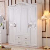 简约白色木质开门大衣橱组合整体欧式板式家具三四门卧室衣柜特价