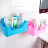 浴室强力双吸盘沥水收纳架 卫生间吸壁式洗浴用品置物架收纳盒