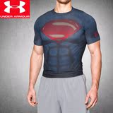 安德玛健身服男子蝙蝠侠大战超人UA紧身衣短袖运动安德玛健身服男