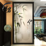 中式山水墨竹子墙纸壁画玄关走廊过道 客餐厅壁纸酒店屏风装饰画