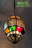 漫咖啡吊灯 镂空纯铜吊灯 彩色玻璃吊灯 尼泊尔风格摩洛哥吊灯