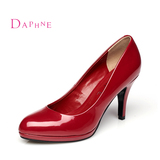 Daphne/达芙妮春季新款女鞋 细高跟时尚漆皮亮面单鞋1015101036