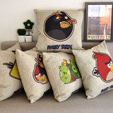 现代简约宜家愤怒的小鸟卡通系列厚棉麻沙发抱枕套办公室靠枕靠垫