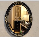 黑色镜欧式美式椭圆形镜壁挂镜卫浴镜浴室镜梳妆镜化妆镜子饰品