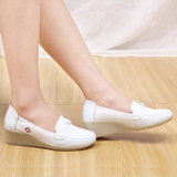 夏季白色护士鞋 坡跟牛筋底 工作鞋 美容师鞋妈妈鞋舒适透气单鞋