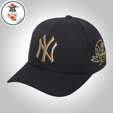 【韩国正品代购】MLB棒球帽NY洋基队男女鸭舌帽遮阳帽黑色金标