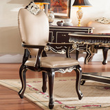 美式餐椅新古典椅子欧式实木家具布艺饭椅现货雕花描金家具现货
