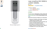 美亚海淘代购 Lexar 雷克沙 JumpDrive S55 128GB USB3.0 U盘
