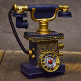 复古电话机模型树脂装饰摆件家居饰品店铺酒柜书房创意摆设装饰品
