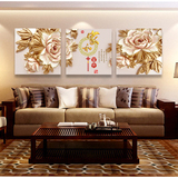 客厅装饰画 家和富贵无框三联画现代简约水晶挂画 沙发背景墙壁画